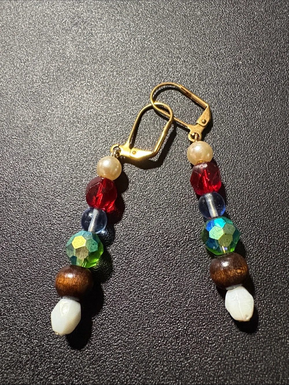 Gold-Tone Multicolor Beaded Dangle Earrings